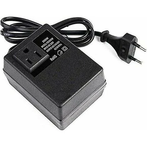 Trasformatore da 220V a 110V, 200W, con spina europea, per tensione ridotta.