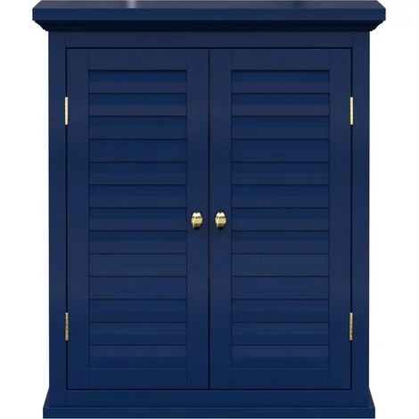 Elegant Home Fashions Armadietto Murale Blu Navy Porte Lamellari
