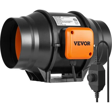 VEVOR Ventola per Condotto in Linea 306 x 255 x 212 mm Ventola di Scarico Silenziosa con Regolatore Velocita Variabile, Motore CA, per Booster Raffreddamento, Tende Coltivazione, Coltura idroponica