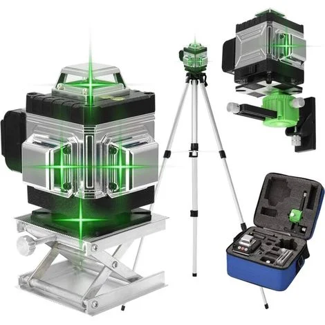 Livella laser 360° 4D a 16 linee, livella laser autolivellante 3° con batteria, piattaforma di sollevamento, treppiede e telecomando