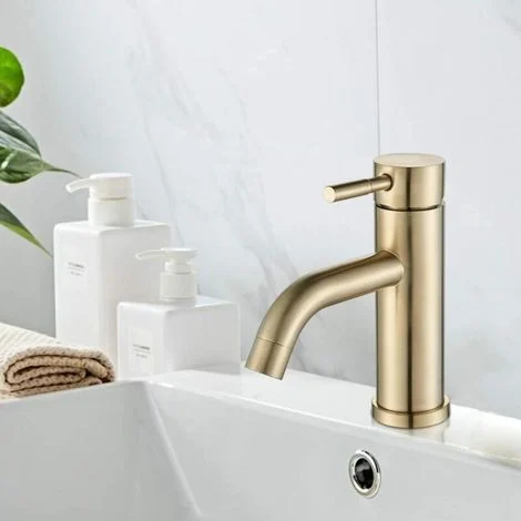Rubinetto da bagno dorato, miscelatore monocomando per lavabo, rubinetto per lavabo da bagno, rubinetto per lavabo in oro spazzolato