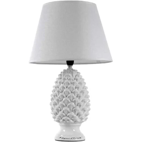 LAMPADA LUMETTO CON DESIGN A PIGNA CON BASE IN COLORE BIANCO 52 CM