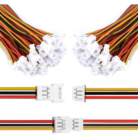 Connettori JST, connettore mini micro JST, 20 coppie, 3 pin, adattatore per connettore maschio e femmina da 1,25 mm con cavo elettrico da 100 mm