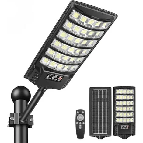 Lampione solare a LED per esterni, faretto impermeabile IP66 con pannello solare, sensore di movimento per lampione solare da 6000 K, luci da giardino per esterni con telecomando per garage e strada