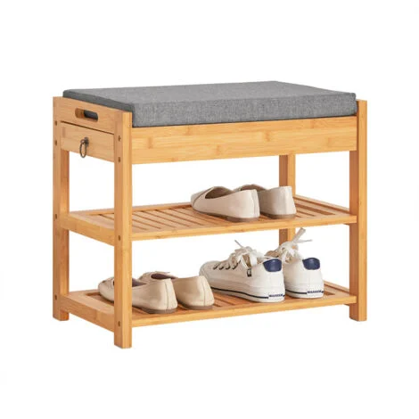 SoBuy Scarpiera da ingresso, Cassapanca,Portascarpe con cuscino e cassetto,FSR49-N