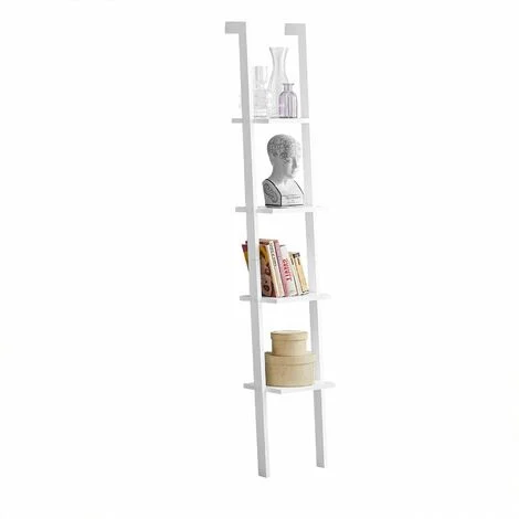 SoBuy Libreria,mensola Scala,mensola angolare,scaffale componibile,con 4 ripiani Bianco FRG15-W