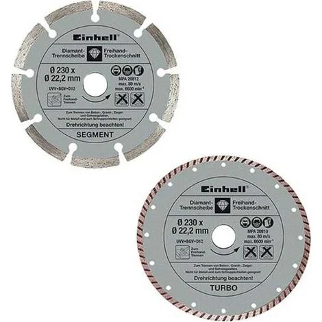 Set 2 dischi da taglio diamantati da 230mm Einhell