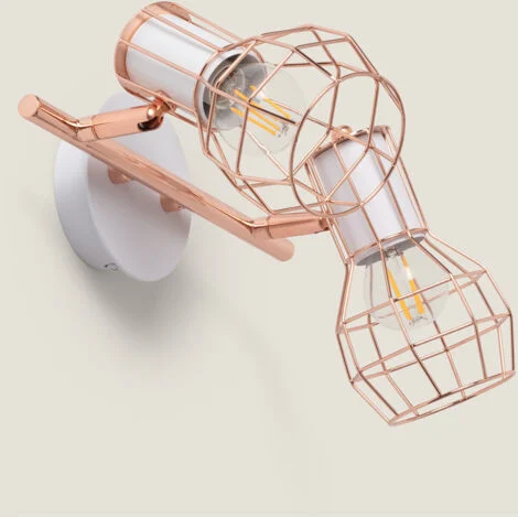 Lampada da Soffitto Orientabile in Metallo 2 Faretti Lada Rame