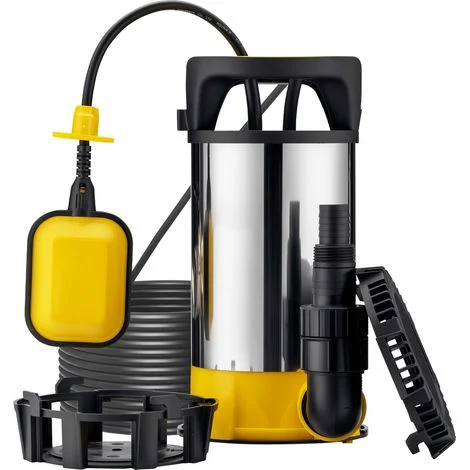 Wiltec Pompa sommersa ad aspirazione piatta 3in1 750 W, portata 14000 l/h, per acque chiare e scure, con galleggiante e termoregolazione, per cantine, stagni, piscine, pozzi