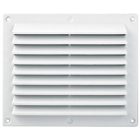 La Ventilazione AR2323B Griglia di ventilazione quadrata in Plastica bianca, da Sovrapporre con rete antinsetti. Dimensioni 227x227 mm
