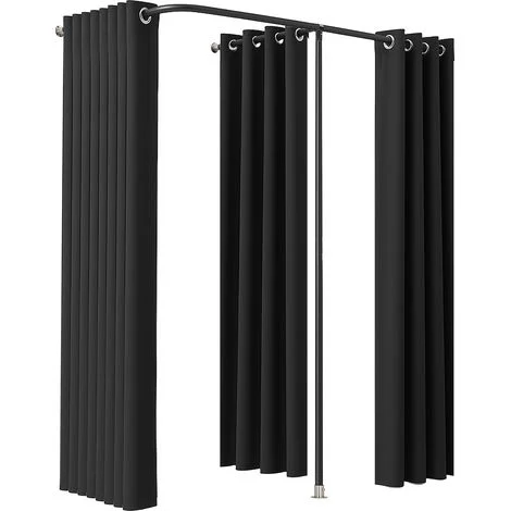 VEVOR Camerino di Prova da 200 x 100 x 200 cm Spogliatoio Portatile con Tende Spesse in Poliestere, Doppi Camerini con Tende Divisorie, per Boutique, Centri Commerciali, Studi, Sartorie e Uffici, Nero