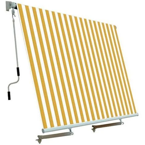 Tenda da sole per balcone con sistema a caduta BIANCO/GIALLO 250x250 cm PAPILLON