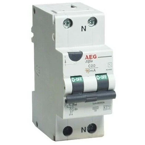 INTERRUTTORE DIFFERENZIALE CLASSE A16A AEG 1P+N C 16A 6kA 30mA A604619