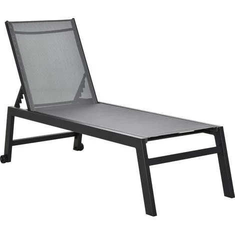 Lettino Prendisole da Giardino 169x65x102 cmUV Nero e Grigio