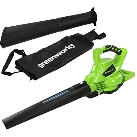 Greenworks 40V Aspiratore Soffiatore a Batteria per Foglie, con Motore Brushless, 280km/h, 9,63m³/min, Sacco di Raccolta da 45L, SENZA Batteria e Caricabatterie, Garanzia 3 Anni GD40BV
