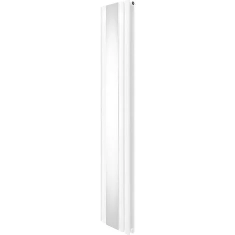 Radiatore Ovale con Specchio 1800mm x 380mm Moderno Designer a Doppia Colonna Verticale Riscaldatore Bianco in Acciaio al Carbonio Montato a Parete Pulizia Spazzola Kit di Fissaggio e Staffe