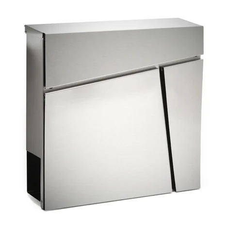 Wiltec Cassetta postale con vano portagiornale V23 acciaio inox 370 x 102 x 370 mm