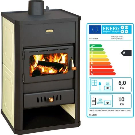 Termostufe Stufa A Legna Boiler Log Burner Acqua Calda Prity S1W10 -6.2 + 7.1 Kw EEK-A