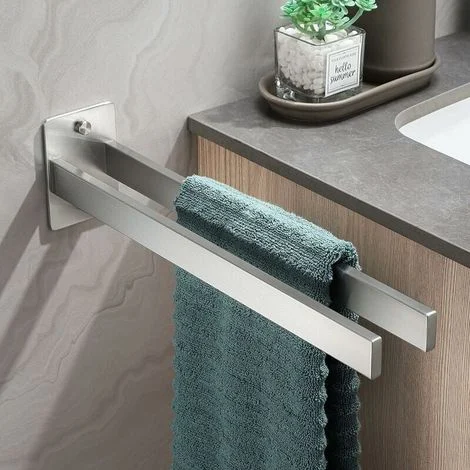 Portasciugamani da bagno doppio portasciugamani da parete in acciaio inox spazzolato argento