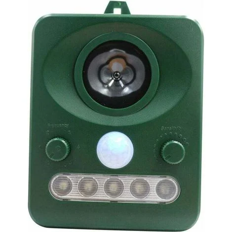 Dissuasore per uccelli a ultrasuoni per esterni, con doppia ricarica solare, design impermeabile, batteria integrata, colore verde erba -Crezuo