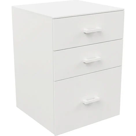 Lyra - Cassettiera Porta Stampante 3 Cassetti Mobiletto da Ufficio con Ruote in Legno MDF Bianco