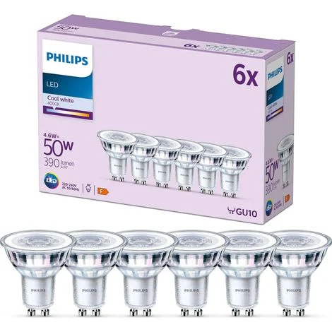 Philips LED Faretto, Luce Bianca Fredda, 50W, GU10, 6 pezzi