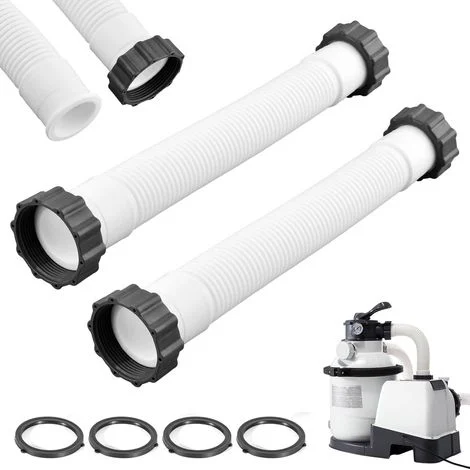 Confezione da 2 tubi flessibili universali da 40 cm di diametro per pompe per piscine fuori terra con dadi Tubo flessibile da 3,8 cm di diametro per pompe filtro per piscine fuori terra