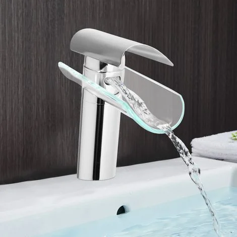 Bagno Lavandino in Vetro Miscelatore Monocomando Cascata Rubinetto per cucina e bagno