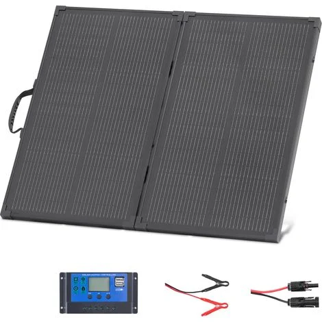 Mophorn Pannello solare pieghevole da 100 W con struttura, modulo fotovoltaico monocristallino portatile di tipo N a 16 BB, caricatore solare impermeabile IP67 con controller PWM da 30 A e uscita MC4