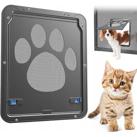 Sportello per animali domestici - Sportello per cani - Sportello magnetico con zanzariera - Sportello per gatti - Sportello con zanzariera per animali domestici - Con serratura e zanzariera - Chiusura