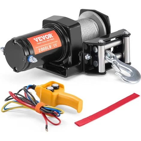 VEVOR Verricello Elettrico, Capacita di Tiro della Linea di 907 kg Verricello ATV/UTV 12 V CC Φ0,4 x 1188,7 cm 7 Fili in Acciaio Rullo Passacavo Telecomando Cablato, per Traino UTV ATV Fuoristrada