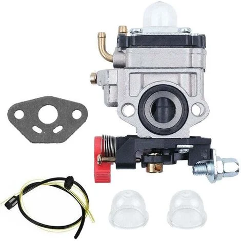 Carburatore compatibile con decespugliatori e tosaerba Walbro tipo WYJ 26cc-33cc con distanziale della pompa primaria e gruppo tubo carburante di Poweka