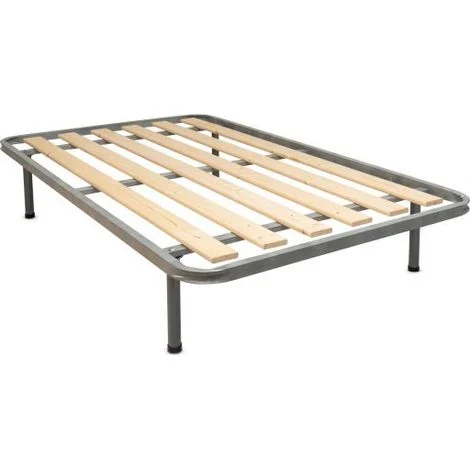 Rete A Tavole Per Letto 110x200 Ortopedica Rinforzata Con 4 Piedi in Ferro H30cm