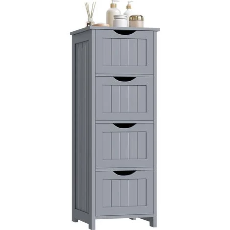 WOLTU Mobiletto Bagno Colonna Bagno Cassettiera Bagno salvaspazio Grigio chiaro, 30x82x30 cm