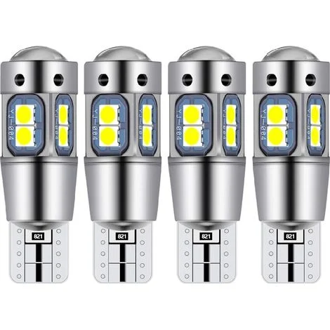 Lampadina LED T10 W5W, luce interna per auto, luce notturna a LED per auto, adatta per luci targa, luci di posizione laterali, luci di parcheggio e luci di cortesia (4 pezzi)