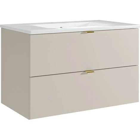 Mobile bagno sospeso con lavabo da incasso Beige 80 cm - LAVENA
