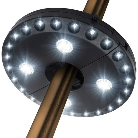 Luce per ombrellone da giardino, 3 modalità di luminosità, 28 luci LED a 220 Lux, funzionamento a 4 batterie AA, luce a bastoncino per ombrelloni da giardino, campeggio, tende
