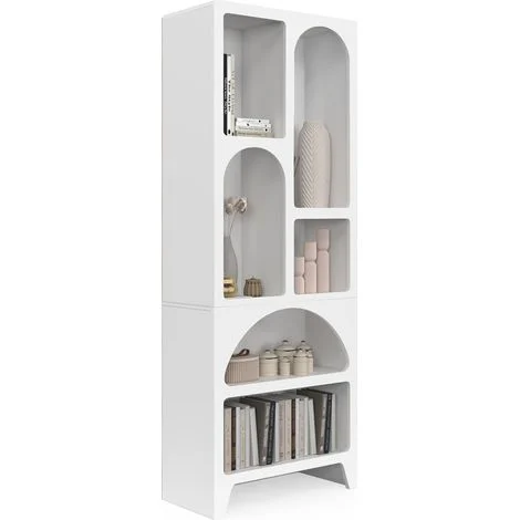 Libreria organica ALESIA con 6 scomparti in legno bianco