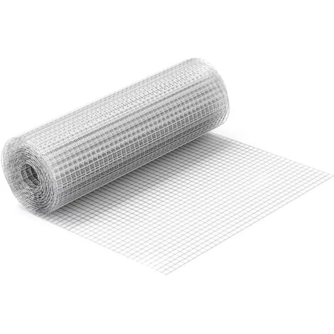 Rete metallica per voliera, recinzione Acciaio zincato Rotolo 1m x 10m Spessore 0,7mm Maglie 12x12mm