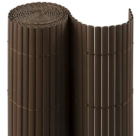 Canna Bifacciale in PVC con Privacy Visiva Estero Flange in PVC per Giardino, Balcone o Terrazza 1,5 x 3 Metri Marrone