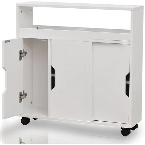 Mobiletto Armadio Portaoggetti Carrello Stretto Salvaspazio Multiuso Bianco