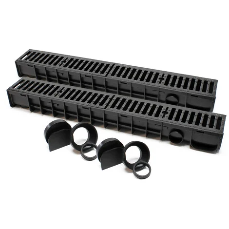 Wiltec Canale di scolo 2x1m con griglia per scarico acqua 12,5t Canaletta di drenaggio