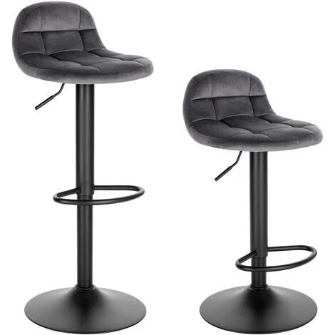 WOLTU Set di 2 Sgabelli da Bar Coppia Sedie Cucina Alta in Metallo Grigio Scuro