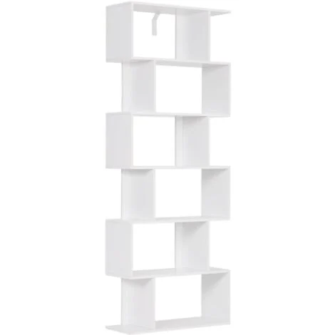 WOLTU Libreria Design Moderna Scaffale 6 Ripiani 60x23.5x160 cm Casa Ufficio Bianco
