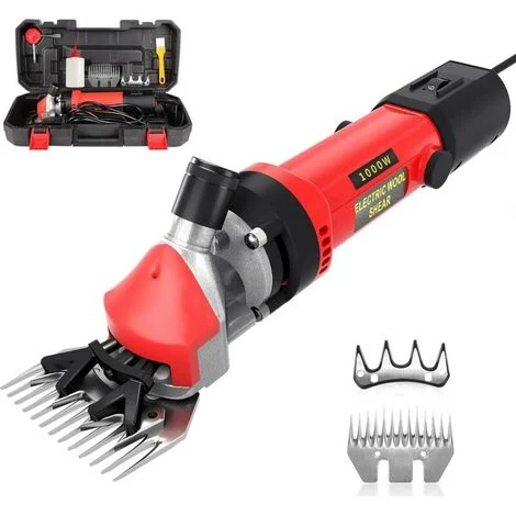 Tosatrice elettrica per pecore da 1000 W, macchina tosatrice per pecore con 6 velocità regolabili, tosatrice professionale per animali, lana, capre, con custodia per il trasporto (rossa)
