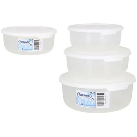 1PZ CONTENITORE TONDO IN PLASTICA SET 'FRIGO BOX' coperchio acqua trasparente