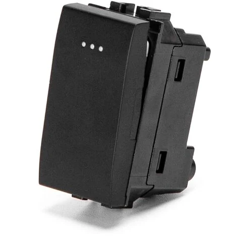 Pulsante unipolare 16A nero compatibile anche con BTicino Livinglight