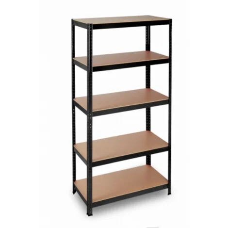 scaffale scaffalatura a 5 ripiani in legno MDF metallo zincato colore NERO 40 x 90 x h. 176 cm