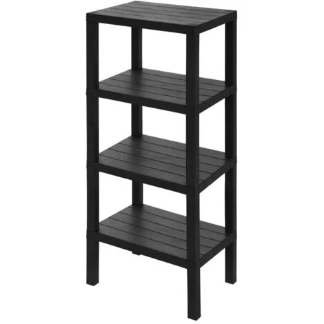 Scaffale bagno 4 ripiani nero effetto legno in kit montaggio Buzz