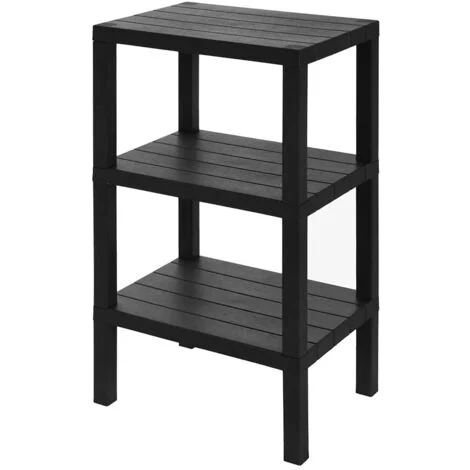 Scaffale bagno 3 ripiani nero effetto legno in kit montaggio Buzz